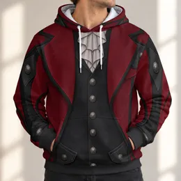 Burgundy Coachman Vest And Tailcoat Look For Halloween Cosplay And Costume Parties All-over Print Hoodie (Lightweight)