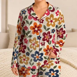 Colorful Retro Daisy Blooms for Cozy Autumn Days and Playful Little Girls Outdoors Satin Pajamas Set