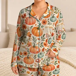 Watercolor Pumpkin Florals for Cozy Autumn Evenings and Thanksgiving Girls Gifts Satin Pajamas Set