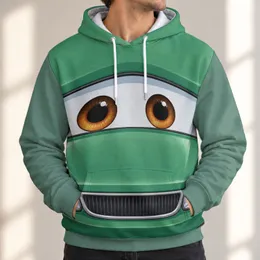 Green Cartoon Race Car Front for Halloween Cosplay and Family Theme Park Outings All-over Print Hoodie (Lightweight)