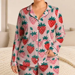 Bright Strawberry Garden Berries for Cozy Bedtime and Sweet Summer Gift Style for Girls Satin Pajamas Set