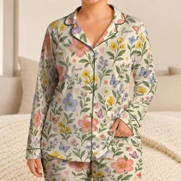 Whimsical Garden Flowers And Butterflies For Cozy Bedtime, Sweet Gift For Girls Satin Pajamas Set