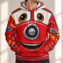 Red Fire Truck Character Front for Halloween Cosplay and Family Costume Events All-over Print Hoodie (Lightweight)