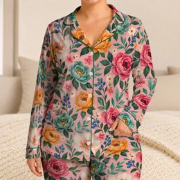 Pink Garden Roses And Hibiscus For Sunny Beach Days And Summer Playtime Satin Pajamas Set