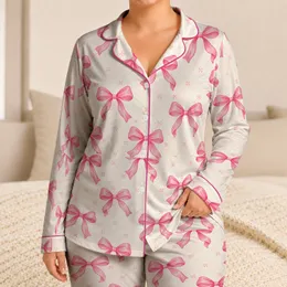 Pink Ribbon Bows for Sweet Summer Evenings and Cozy Bedtime Moments for Girls Satin Pajamas Set