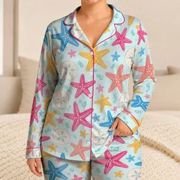 Colorful Starfish and Sand Dollars for Bright Summer Beachside Days for Kids Satin Pajamas Set