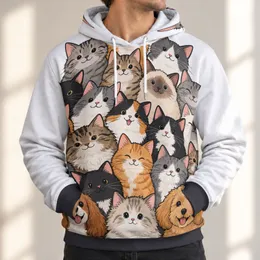 Colorful Cat And Dog Faces For Playful Everyday Pet Lover Style And Casual Outings All-over Print Hoodie (Lightweight)