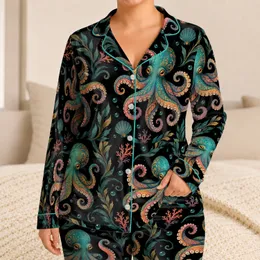 Colorful Octopus Ocean Motifs for Relaxed Coastal Evenings and Weekend Escapes for Men Satin Pajamas Set