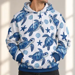 Blue Sea Turtles, Starfish And Shells For Relaxed Coastal Everyday Style Lovers All-over Print Hoodie (Lightweight)