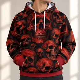 Crimson Skull Collage for Bold Autumn Street Style and Everyday Wear All-over Print Hoodie (Lightweight)
