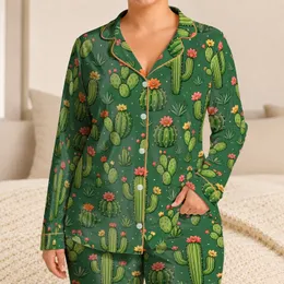 Blooming Cactus Garden with Cheerful Desert Colors for Relaxing Weekends Satin Pajamas Set