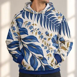 Navy Blue Botanical Florals for Relaxed Weekend Style and Everyday Casual Outings All-over Print Hoodie (Lightweight)