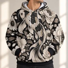Ivory Koi And Wildflower Motifs For Relaxed Spring Outings And Everyday Casual Wear All-over Print Hoodie (Lightweight)