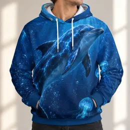 Electric Blue Dolphin And Jellyfish For Ocean Lovers And Everyday Coastal Style All-over Print Hoodie (Lightweight)