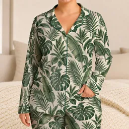 Tropical Monstera and Palm Leaves for Relaxed Island Getaways and Serene Summer Evenings Satin Pajamas Set