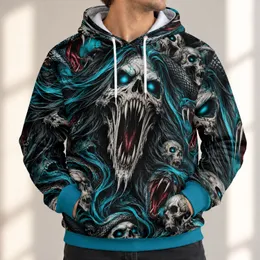 Multi-Headed Serpent and Banshee Skull for Gothic Halloween and Dark Fantasy Fans All-over Print Hoodie (Lightweight)