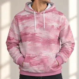 Rose Pink Abstract Brushstroke Texture for Casual Spring Autumn Outings and Everyday Wear All-over Print Hoodie (Lightweight)