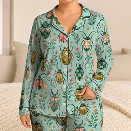 Colorful Beetle Motifs for Whimsical Summer Lounging and Nature-Loving Gifts Satin Pajamas Set