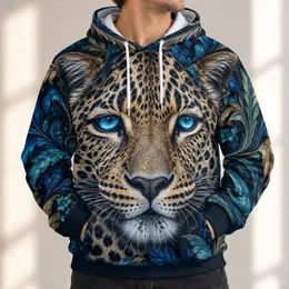 Blue-Eyed Leopard Face And Botanical Scrollwork For Bold Nature-Loving Style All-over Print Hoodie (Lightweight)
