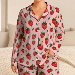 Sweet Strawberry Berries for Cozy Summer Nights and Charming Cottagecore Home Style Satin Pajamas Set
