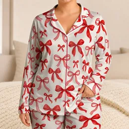 Cherry Red Ribbon Bows for Romantic Spring Gifting and Sweet Summer Lounging Satin Pajamas Set