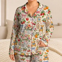Watercolor Garden Bows And Berry Blooms For Cozy Cottagecore Lounging And Gift Giving Satin Pajamas Set
