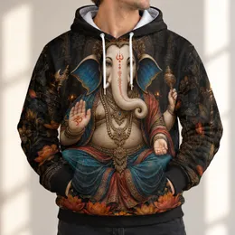 Ganesha Devotional Hindu Festival Celebration Spiritual Wear for Men and Worship All-over Print Hoodie (Lightweight)