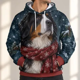 Bernese Mountain Dog in Winter Scarf for Christmas Cheer and Cozy Cold-Weather Days All-over Print Hoodie (Lightweight)