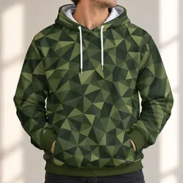 Olive Green Geometric Facets for Everyday Travel, Casual Layering, and Weekend Wear All-over Print Hoodie (Lightweight)