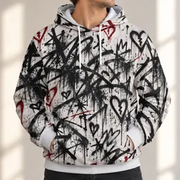 Red And Black Broken Heart Graffiti For Weekend Streetwear And Everyday Urban Style All-over Print Hoodie (Lightweight)