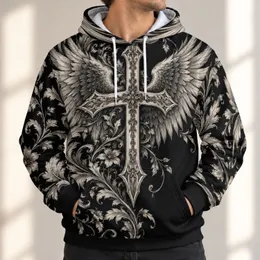 Ivory Winged Cross And Baroque Vines For Gothic Faith And Alternative Streetwear All-over Print Hoodie (Lightweight)