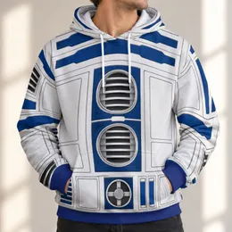 White-and-Blue Droid Costume Look for Halloween Cosplay and Sci-Fi Party Fans All-over Print Hoodie (Lightweight)