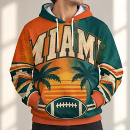 Miami Football Palm Trees for Vintage Weekend Tailgates and Coastal Casual Wear for Men All-over Print Hoodie (Lightweight)