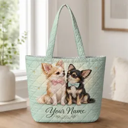 Two Chihuahua Dogs With Bow Ties For Everyday Outings And Thoughtful Pet Lover Gifts Quilted Tote Bag