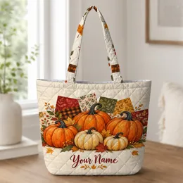 Patchwork Pumpkins and Autumn Harvest Charm for Cozy Fall Outings and Seasonal Gifting Quilted Tote Bag