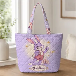 Mischievous Purple Circus Rabbit Keepsake for Birthday Gifts and Everyday Adventures Quilted Tote Bag