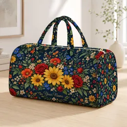Bohemian Wildflower Garden for Coastal Getaways and Relaxed Weekend Travel Lovers Quilted Weekend Bag