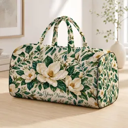 Ivory Magnolia and Lush Green Leaves for Coastal Getaways and Relaxed Summer Escapes Quilted Weekend Bag