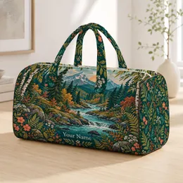 Woodland River and Colorful Trees for Beach Trips, Camping and Weekend Getaways Quilted Weekend Bag