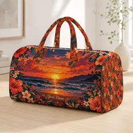 Ocean Sunset Waves And Bohemian Blooms For Beach Getaways And Coastal Travel Quilted Weekend Bag