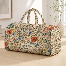 Wildflower Botanical Florals for Beach Getaways, Weekend Escapes and Summer Travel Quilted Weekend Bag