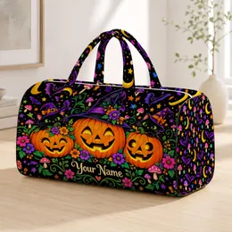 Neon Jack-O-Lanterns And Bats For Spooky Halloween Getaways And Autumn Escapes Quilted Weekend Bag