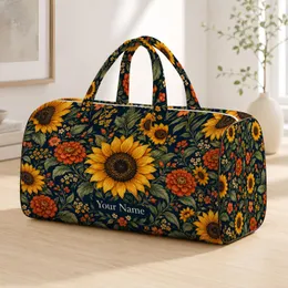 Sunflower and Rust Bloom Botanical Art for Bohemian Beach and Travel Getaways Quilted Weekend Bag