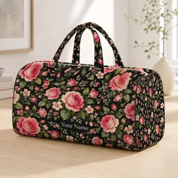 Pink Rose and Blossom Botanicals for Tropical Getaways, Beach Days, and Travel Style Quilted Weekend Bag