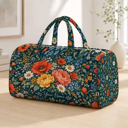 Vintage Wildflower Blooms for Beach Days, Yoga Trips and Weekend Getaways Unisex Quilted Weekend Bag