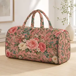 Vintage Rose And Eucalyptus Florals For Romantic Beach Getaways And Travel Quilted Weekend Bag