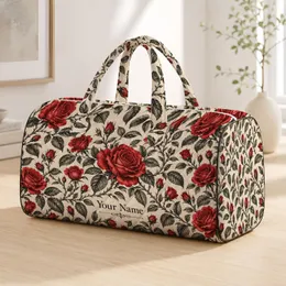 Ivory Rose Vine Botanical for Beach Holidays and Weekend Getaways for All Travelers Quilted Weekend Bag