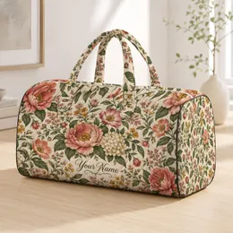 Vintage Rose Botanical Flowers for Beach Holidays and Weekend Getaways for All Quilted Weekend Bag
