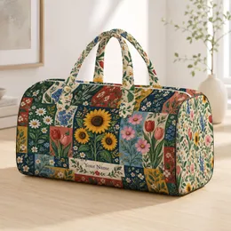 Vintage Botanical Patchwork Florals for Relaxed Weekend Getaways and Beach Escapes Quilted Weekend Bag