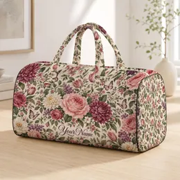 Vintage Rose And Chrysanthemum Florals For Weekend Getaways And Botanical Lovers Quilted Weekend Bag